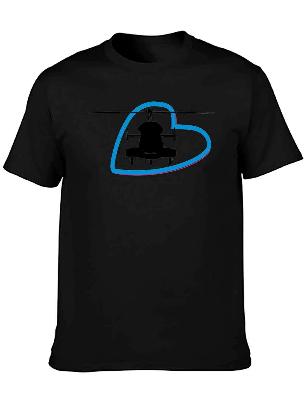 Helicopter Heart T-Shirt - Black