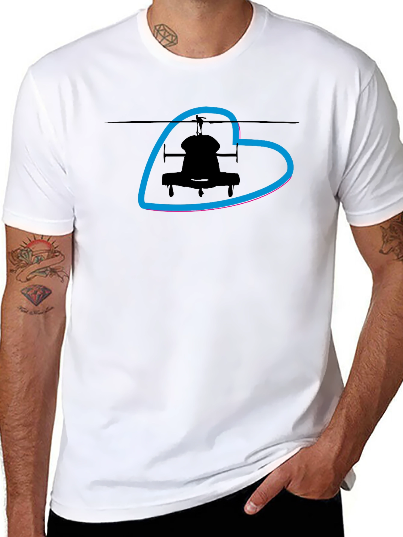 Helicopter Heart T-Shirt - Black