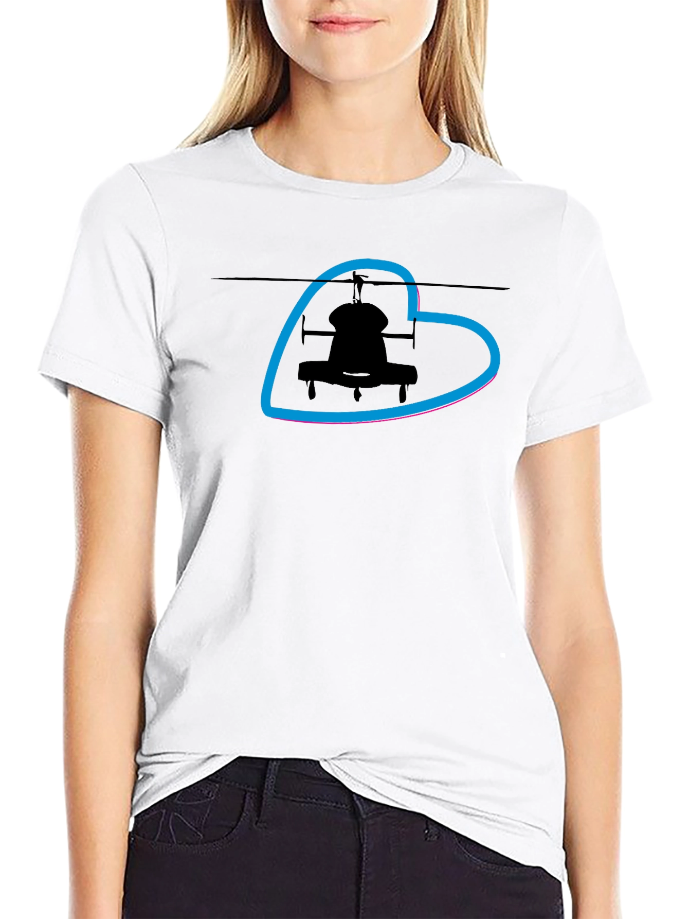 Helicopter Heart T-Shirt - Black