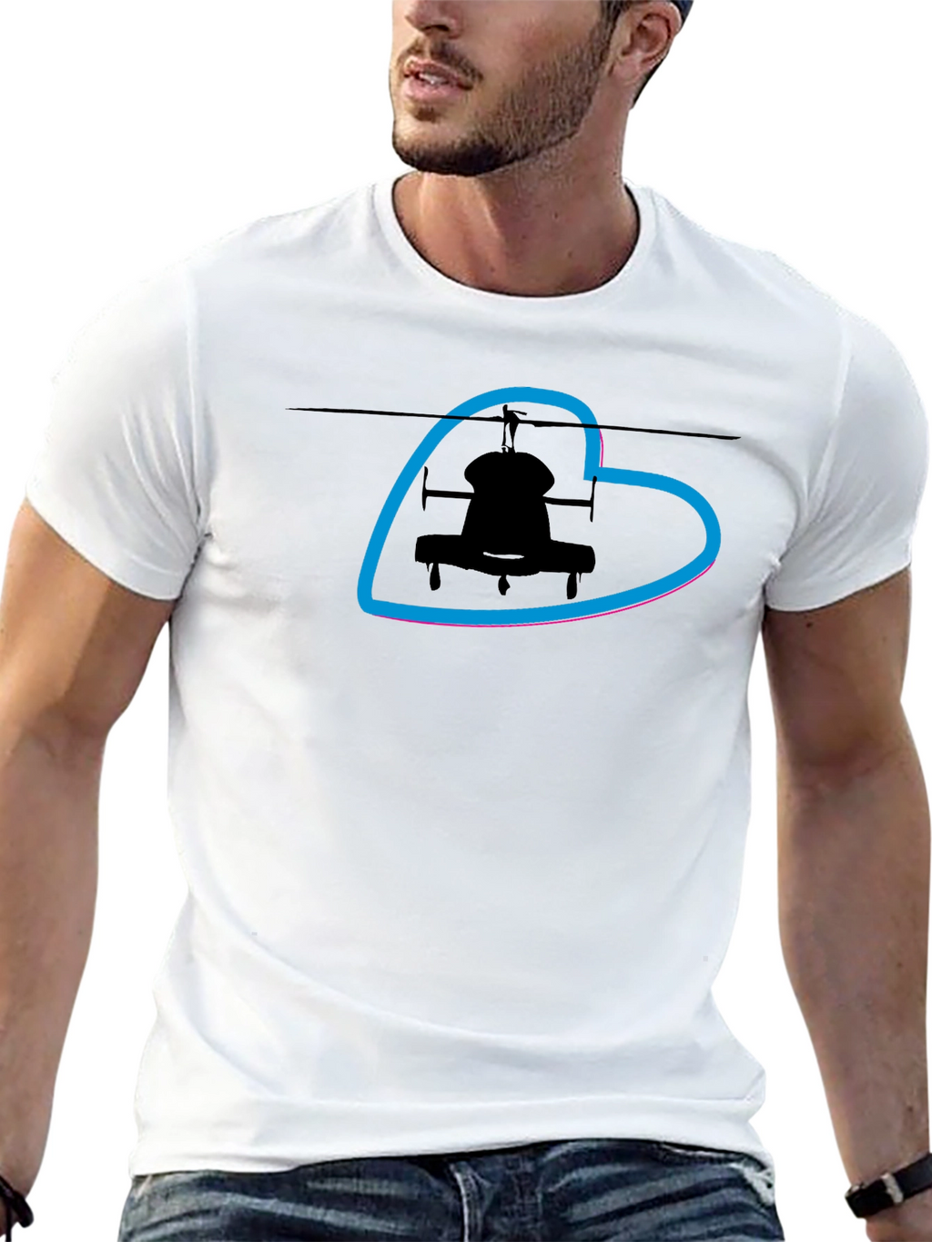 Helicopter Heart T-Shirt - Black