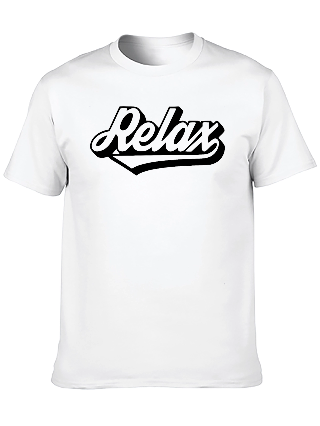 Relax Graphic T-Shirt - Solid Black Crew Neck Tee