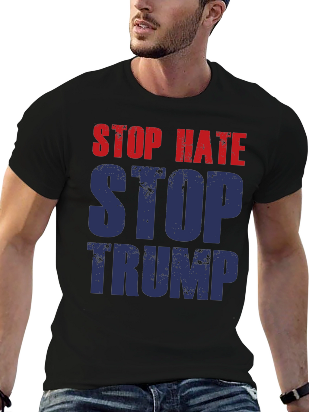 Stop Hate Stop Trump Graphic T-Shirt
