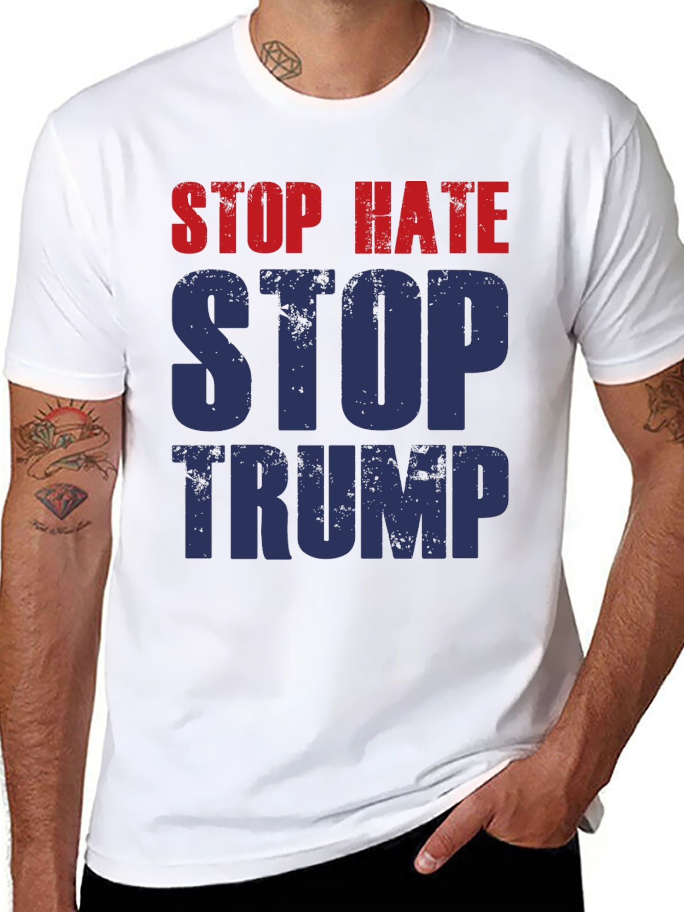 Stop Hate Stop Trump Graphic T-Shirt