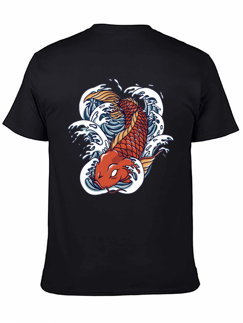 Koi Fish Graphic Tee - Black Cotton T-Shirt