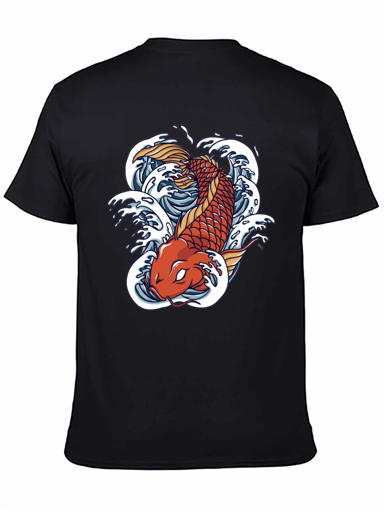Koi Fish Graphic Tee - Black Cotton T-Shirt