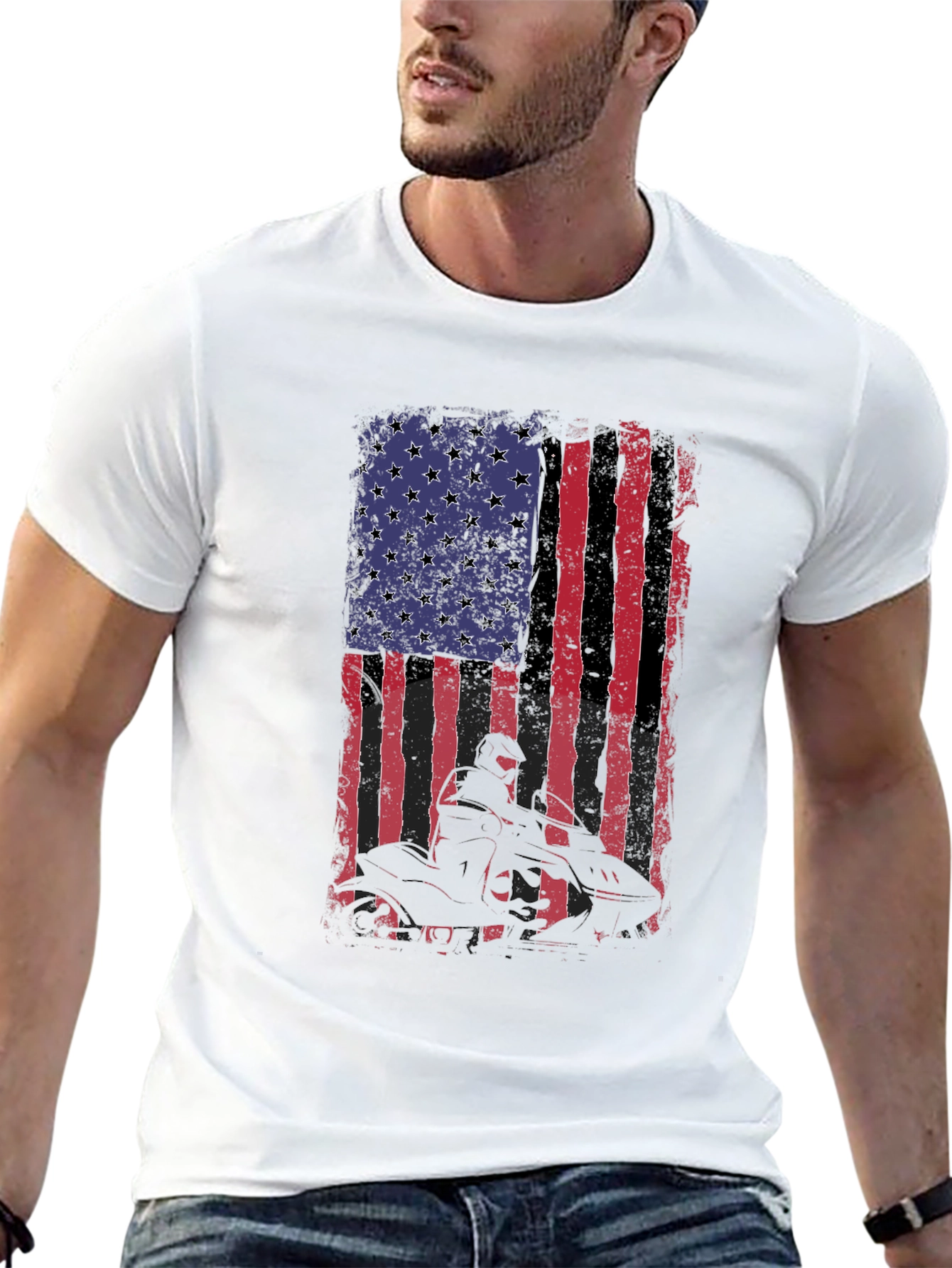 American Flag ATV Rider Graphic Tee