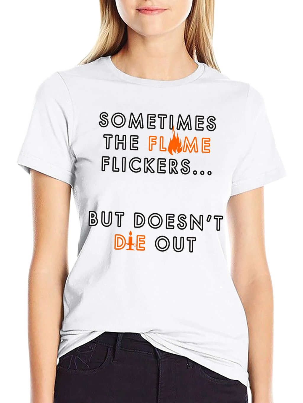 Flame Flickers Motivational Black T-Shirt