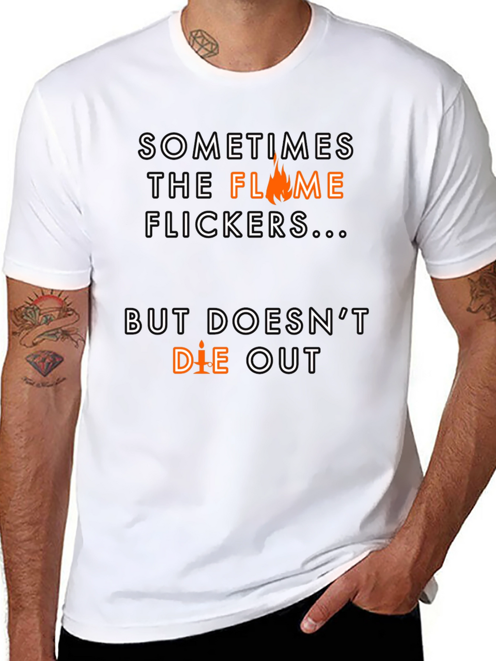 Flame Flickers Motivational Black T-Shirt
