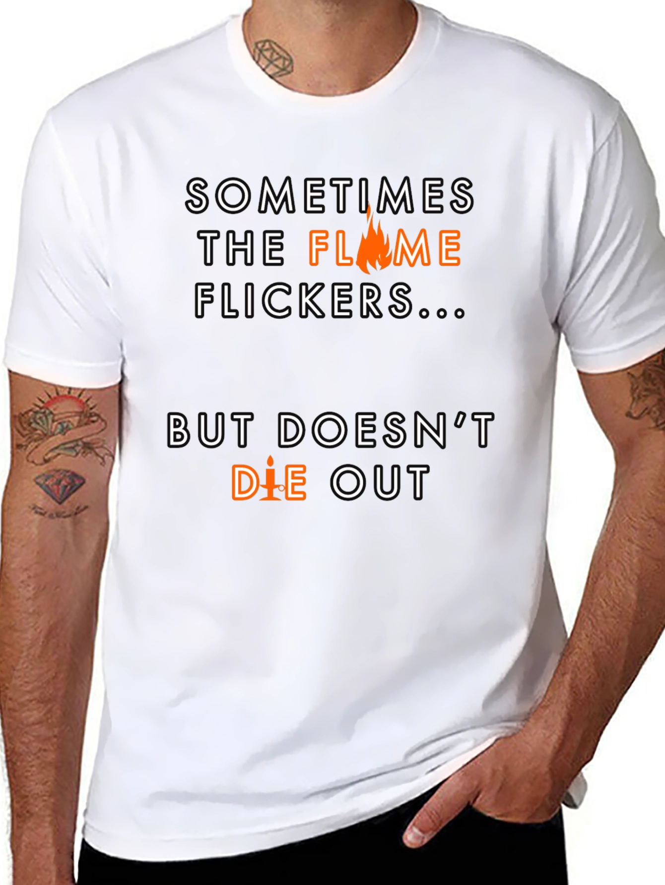 Flame Flickers Motivational Black T-Shirt