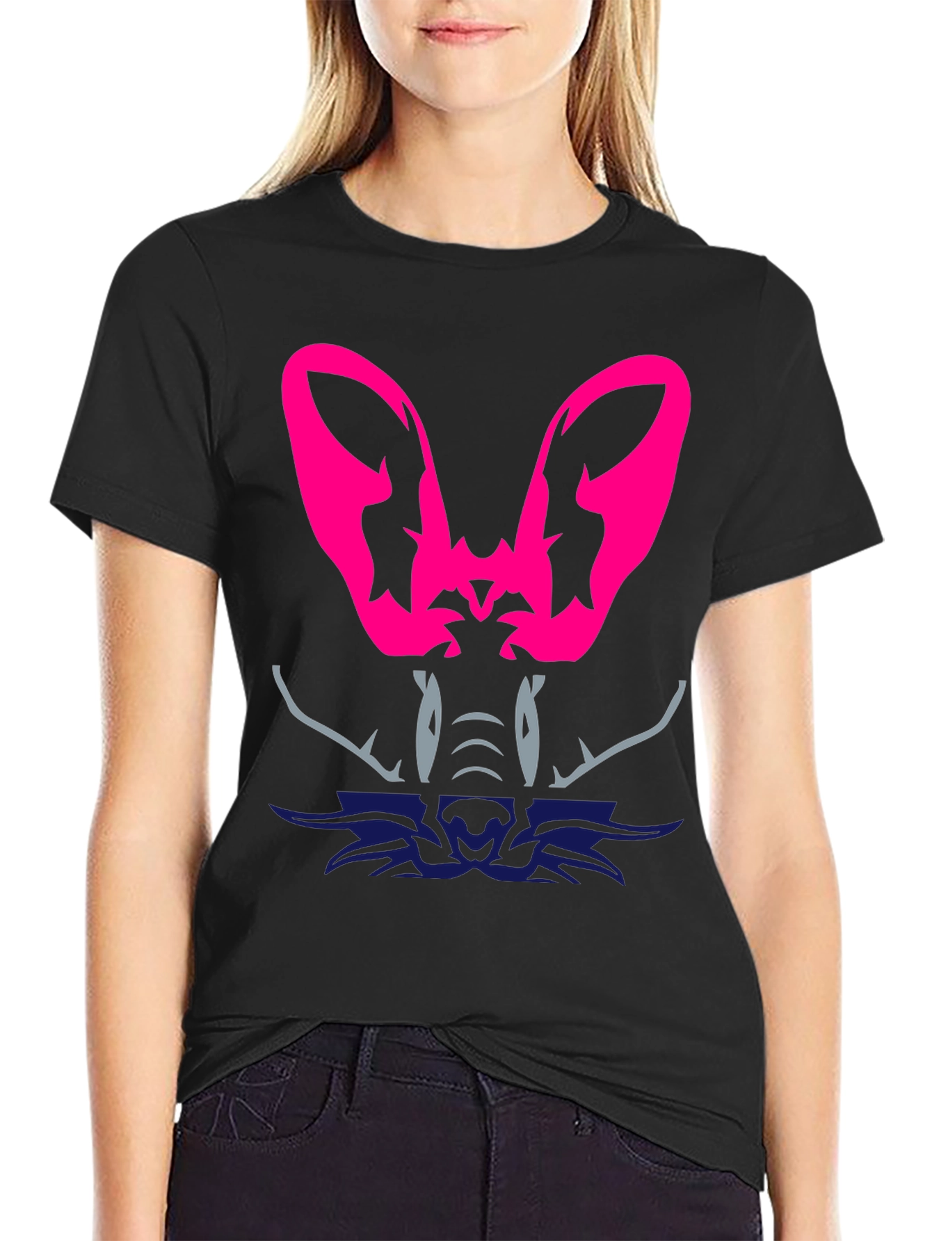 Abstract Animal Graphic Tee - Black