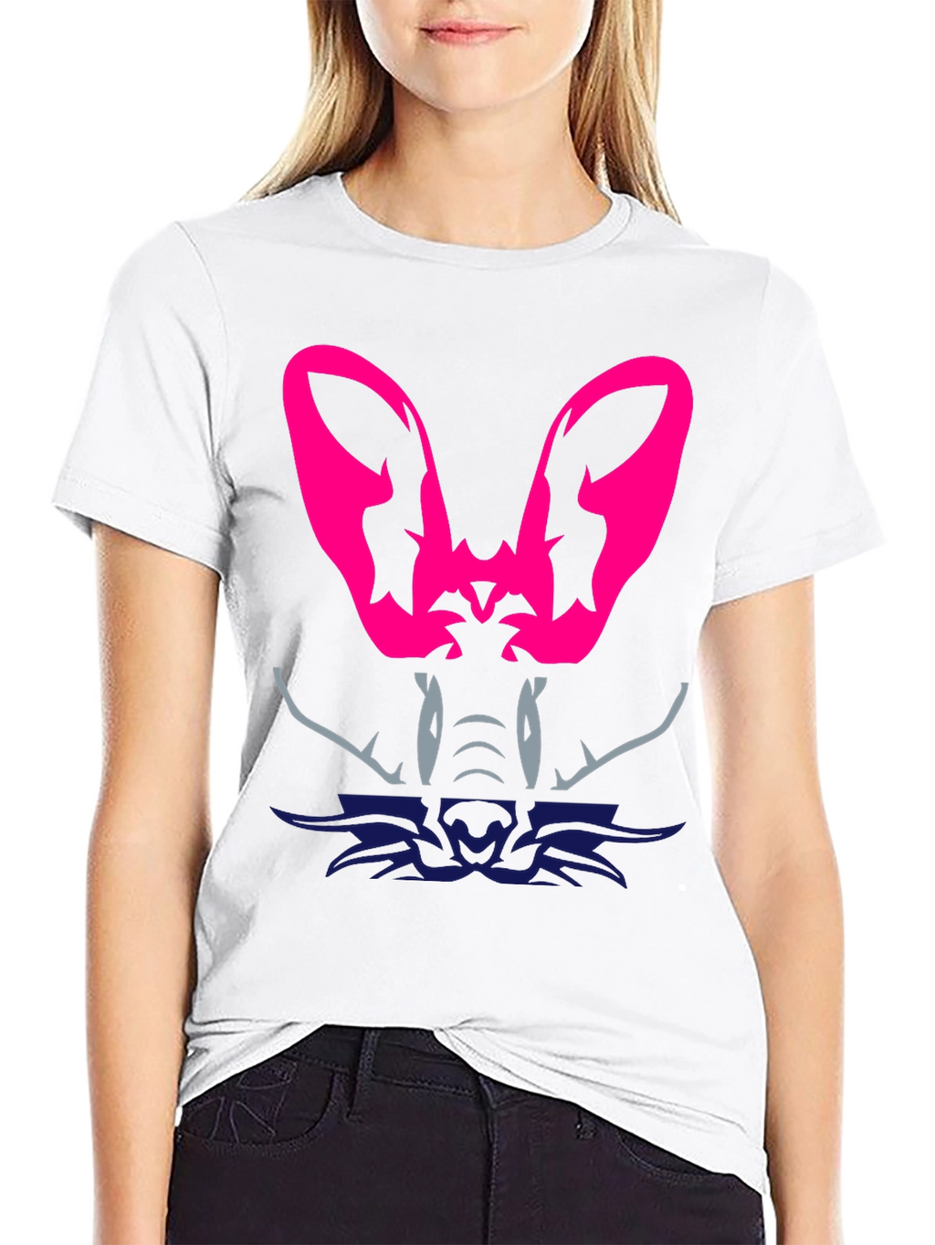Abstract Animal Graphic Tee - Black