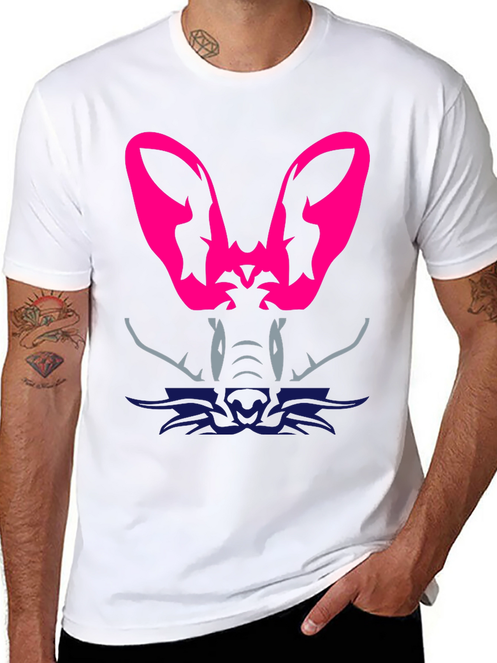 Abstract Animal Graphic Tee - Black