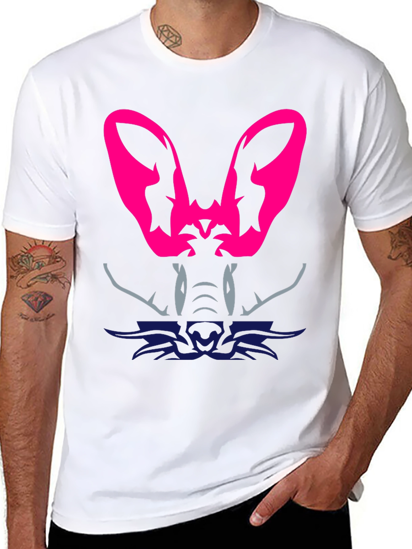 Abstract Animal Graphic Tee - Black