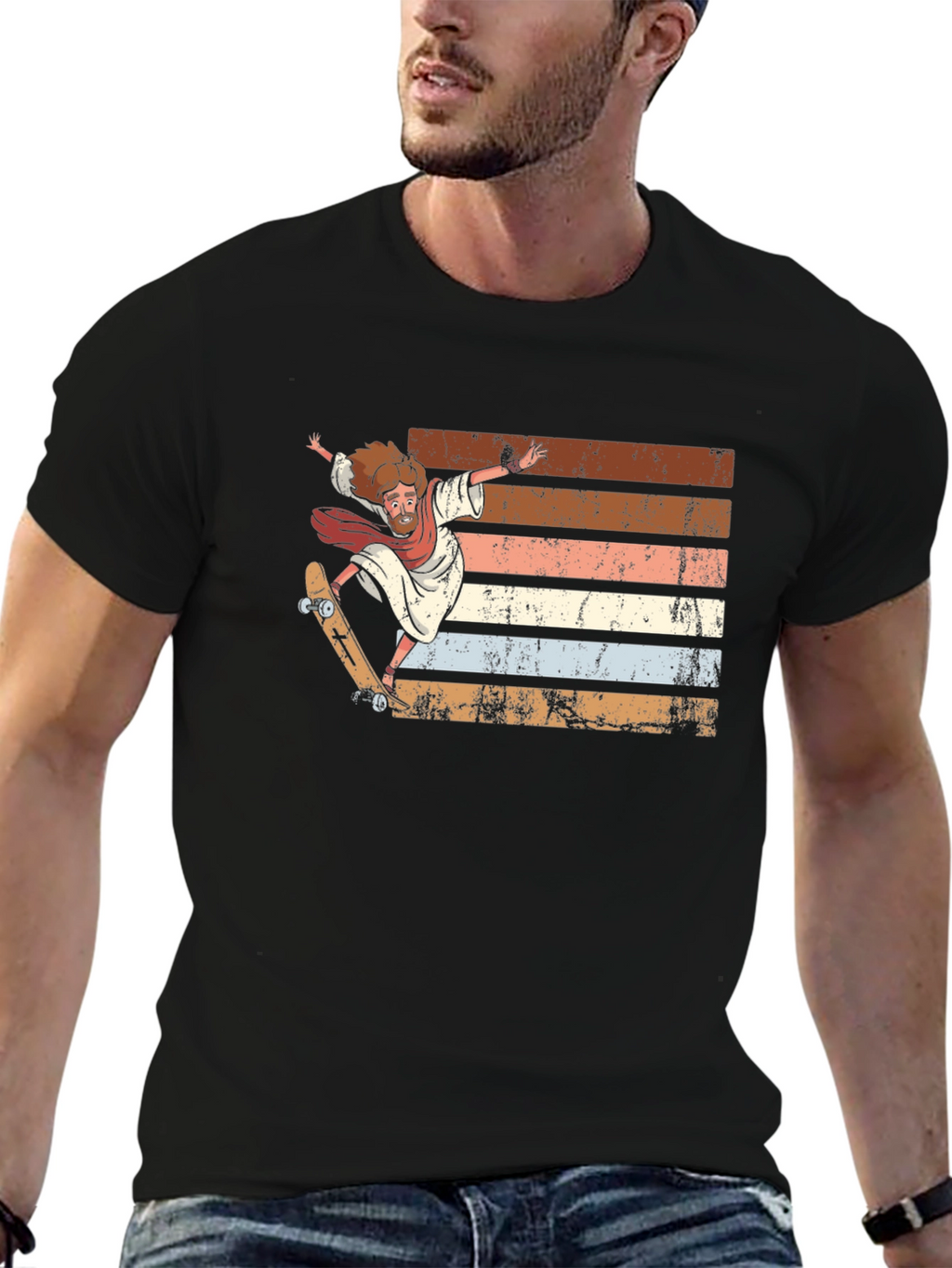 Skateboarding Jesus Graphic Tee