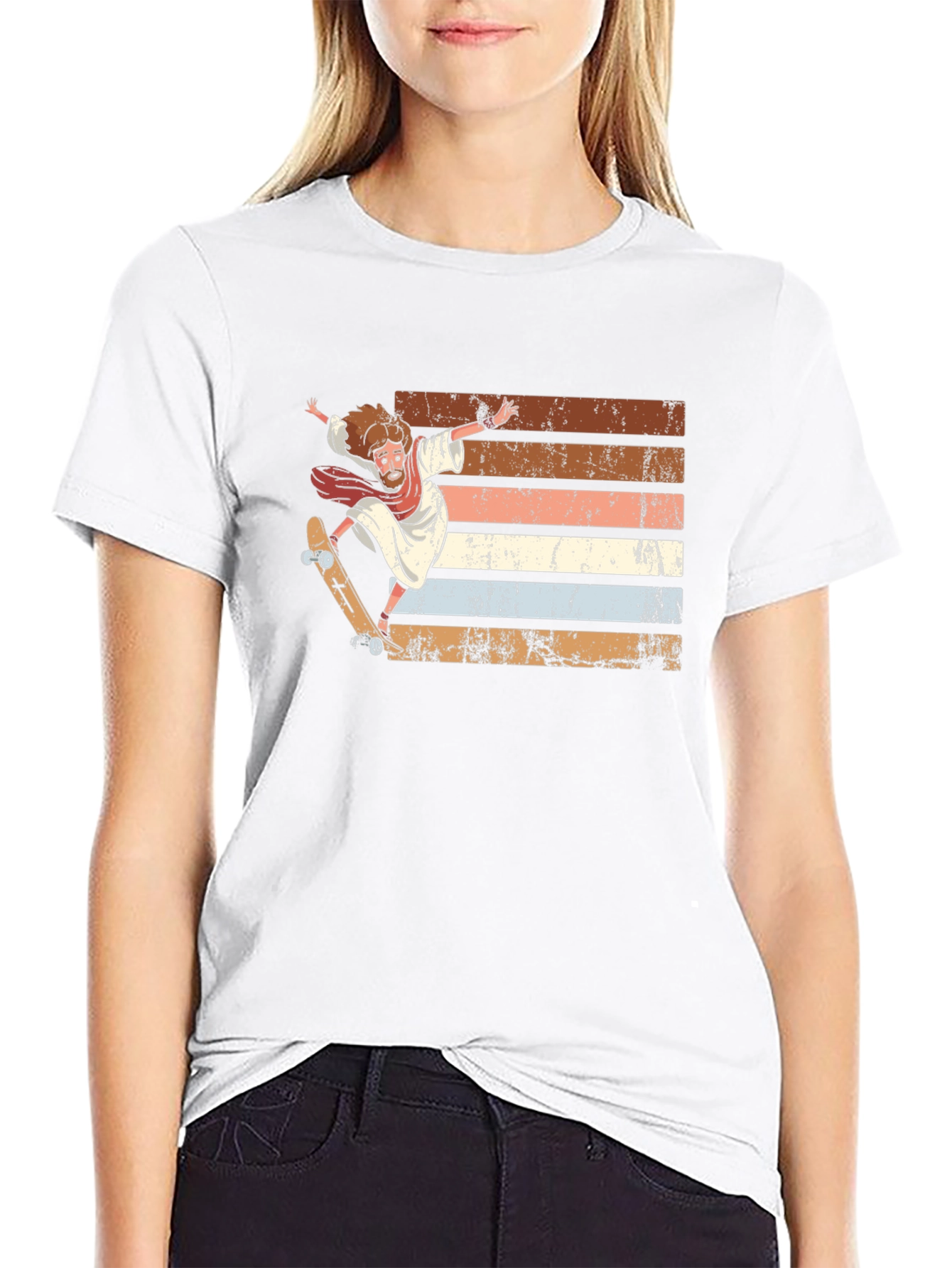 Skateboarding Jesus Graphic Tee