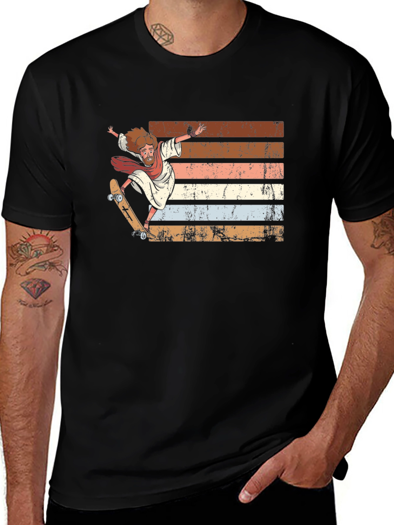 Skateboarding Jesus Graphic Tee