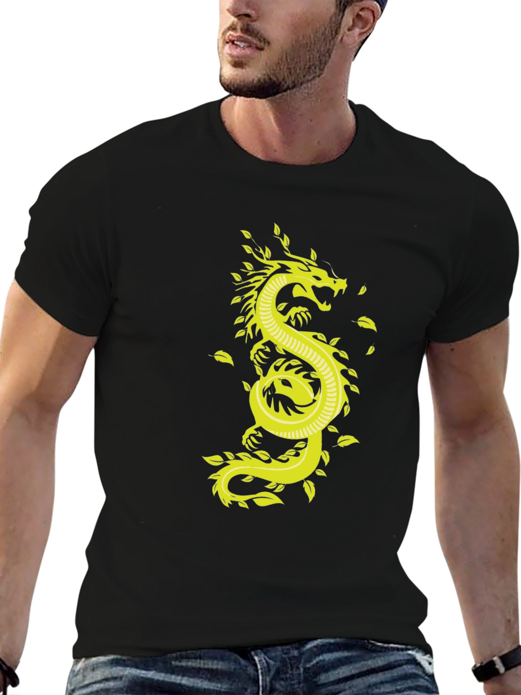 Dragon Graphic Tee - Stylish Mens Black T-Shirt