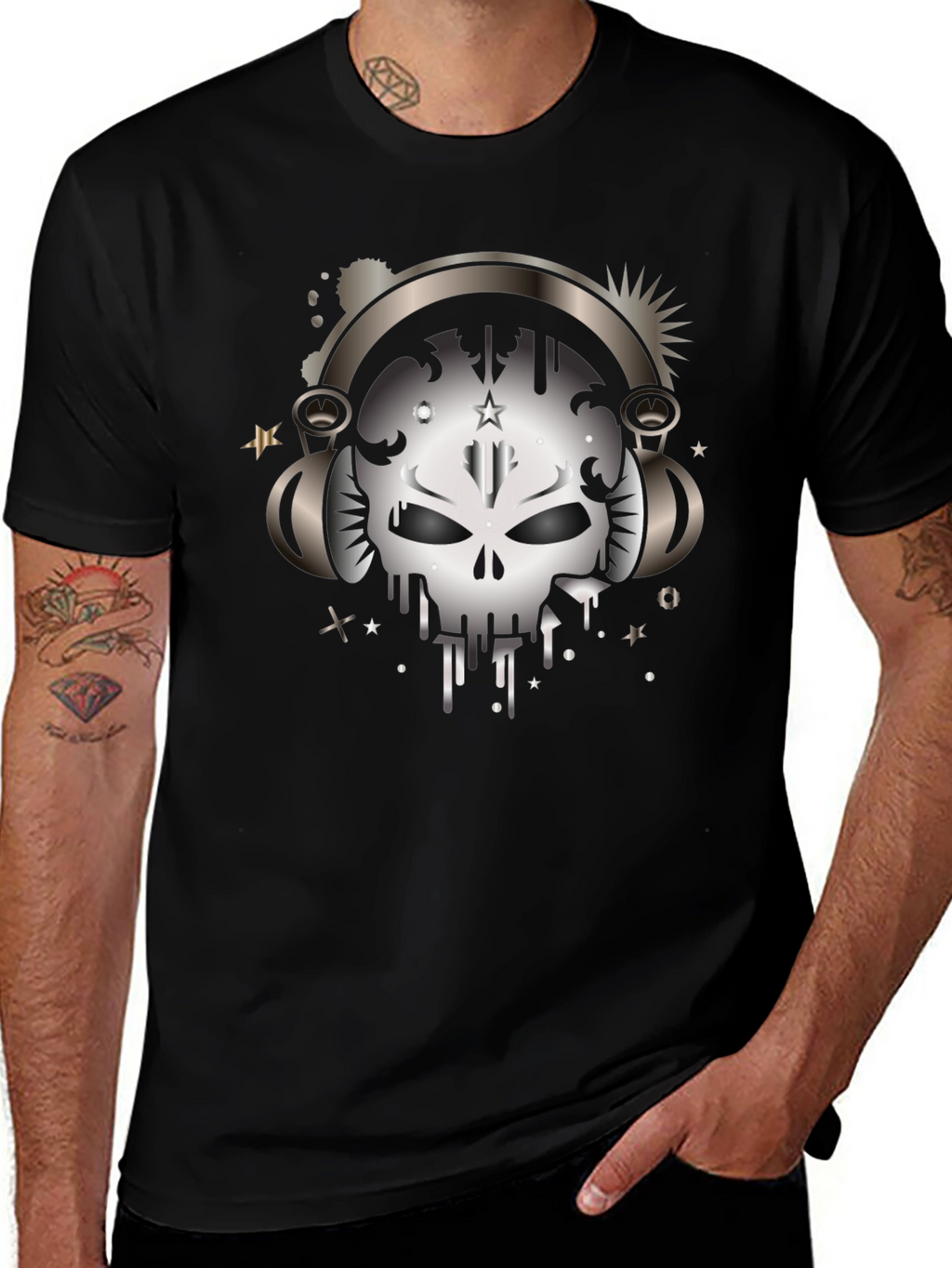 Skull Headphones Graphic T-Shirt