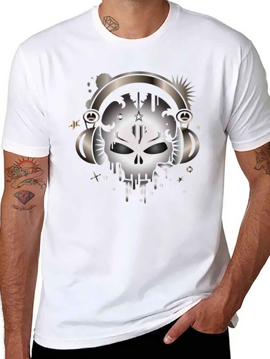 Skull Headphones Graphic T-Shirt
