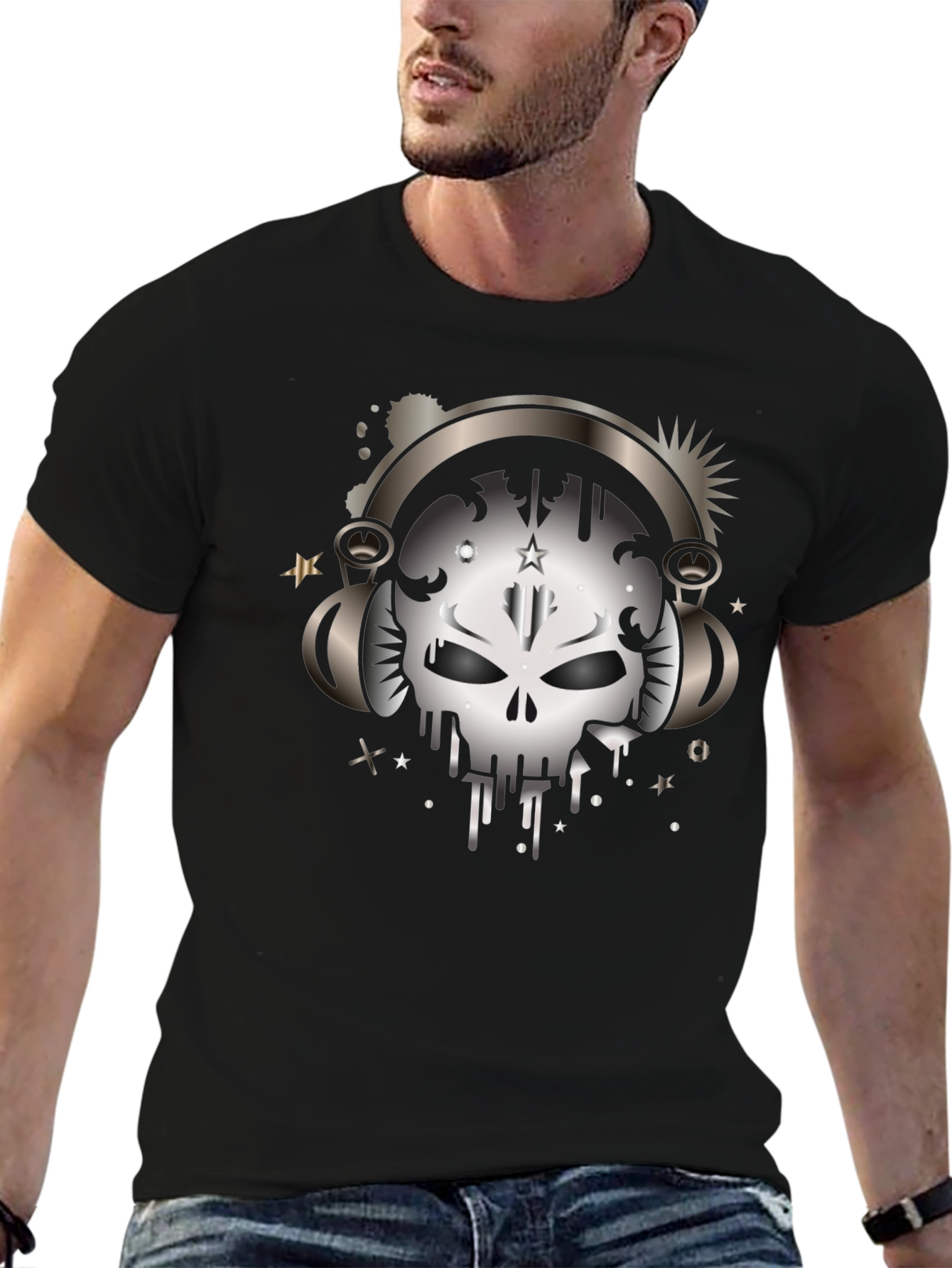 Skull Headphones Graphic T-Shirt