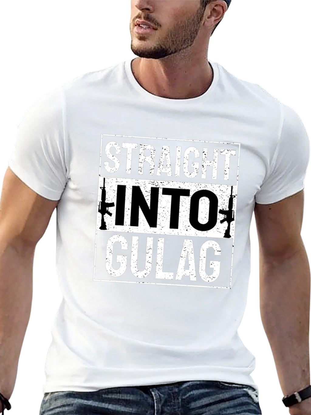 Straight Into Gulag Mens Black T-Shirt