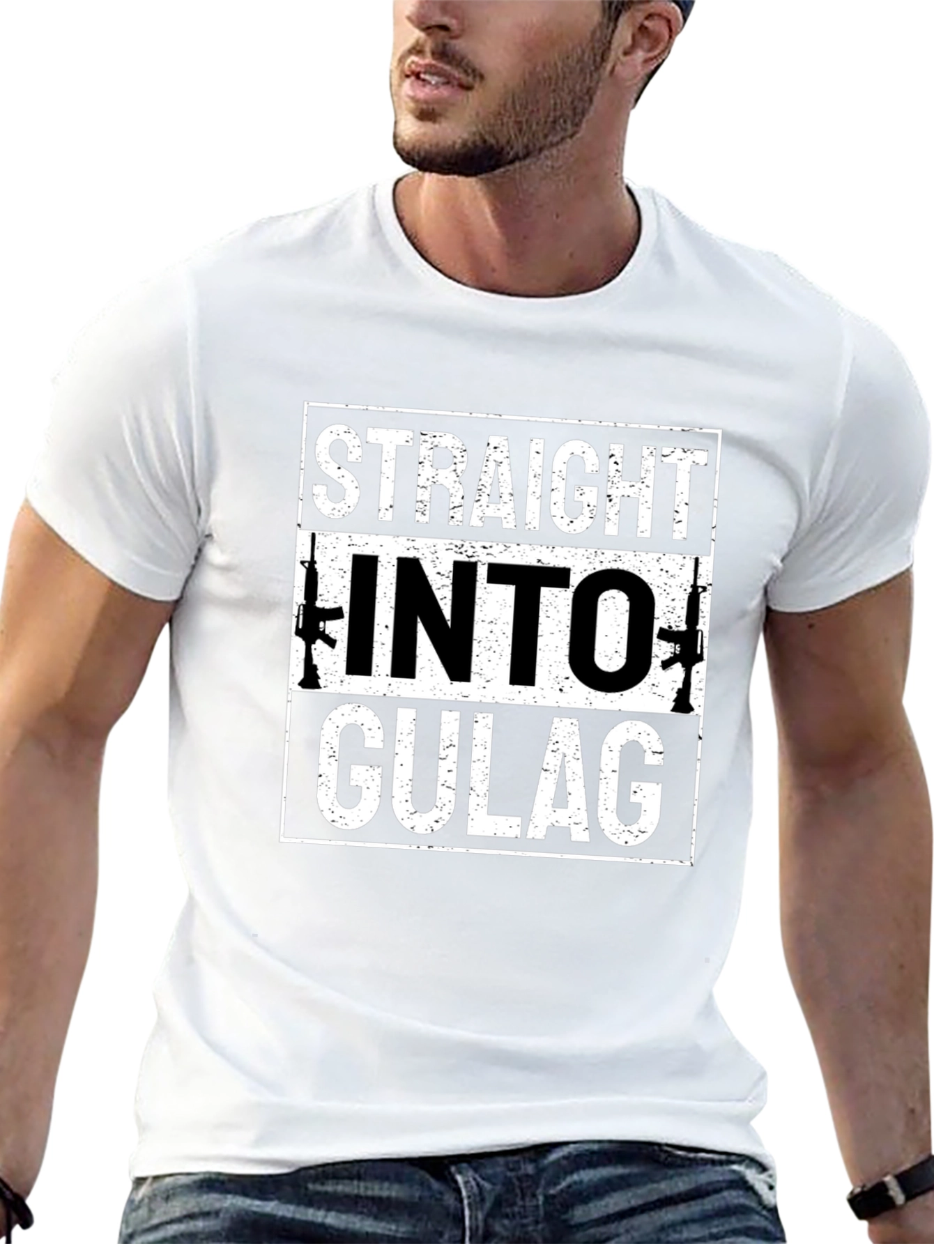 Straight Into Gulag Mens Black T-Shirt