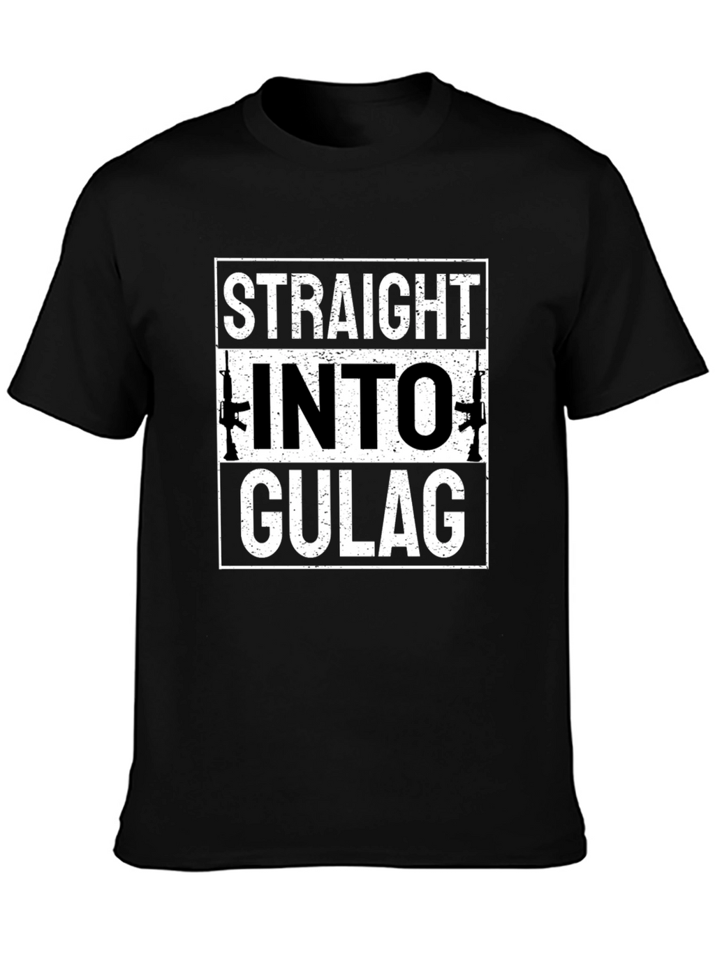 Straight Into Gulag Mens Black T-Shirt