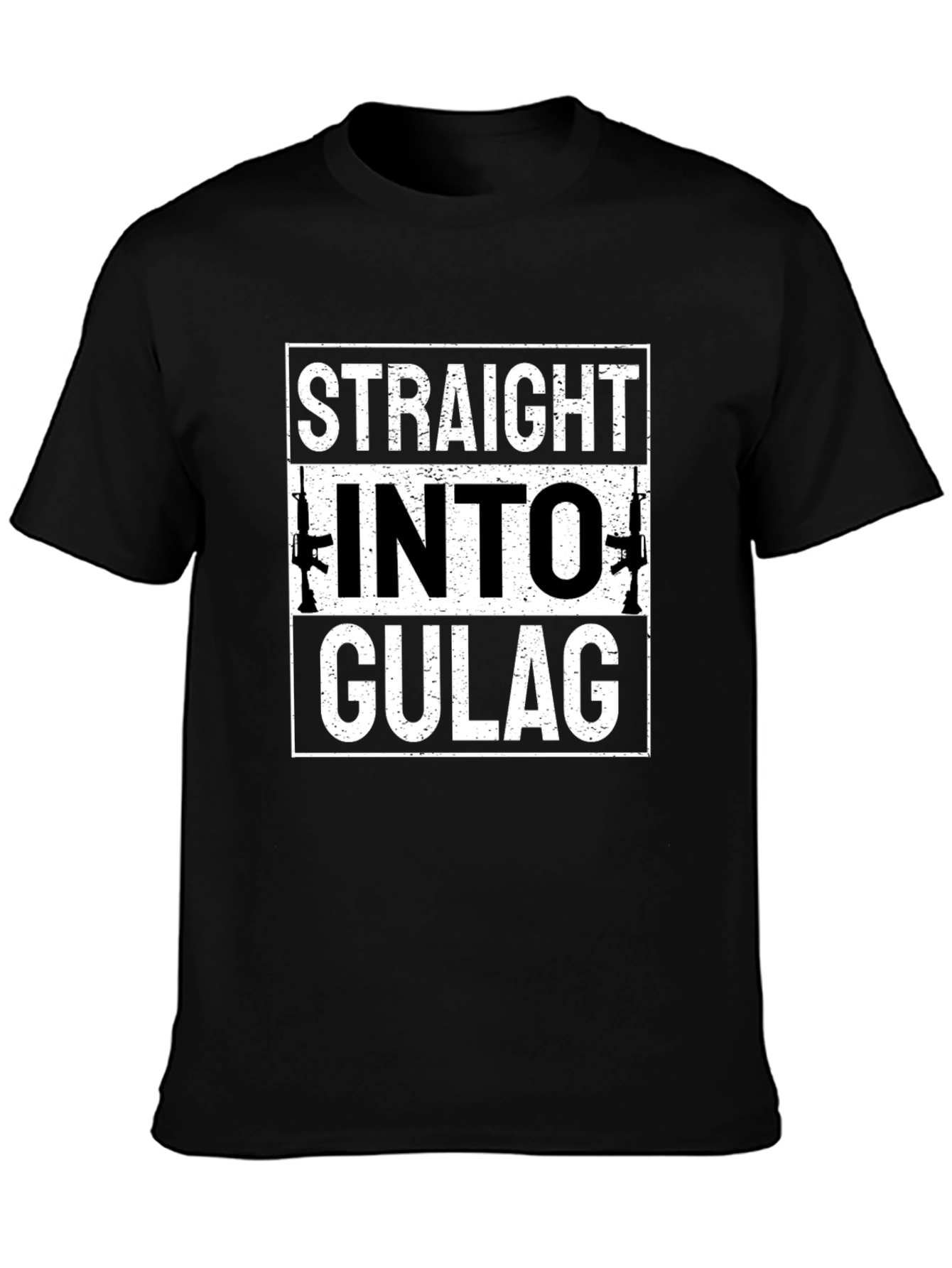 Straight Into Gulag Mens Black T-Shirt