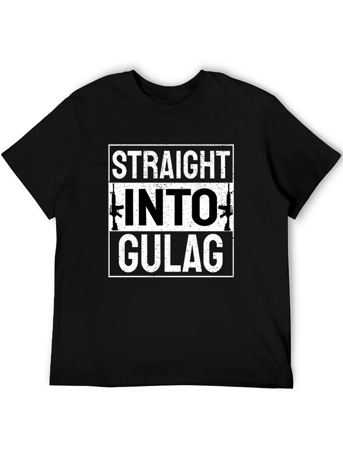 Straight Into Gulag Mens Black T-Shirt