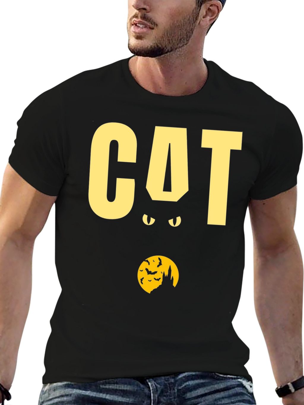 Halloween Cat Graphic T-Shirt - Spooky Season Tee