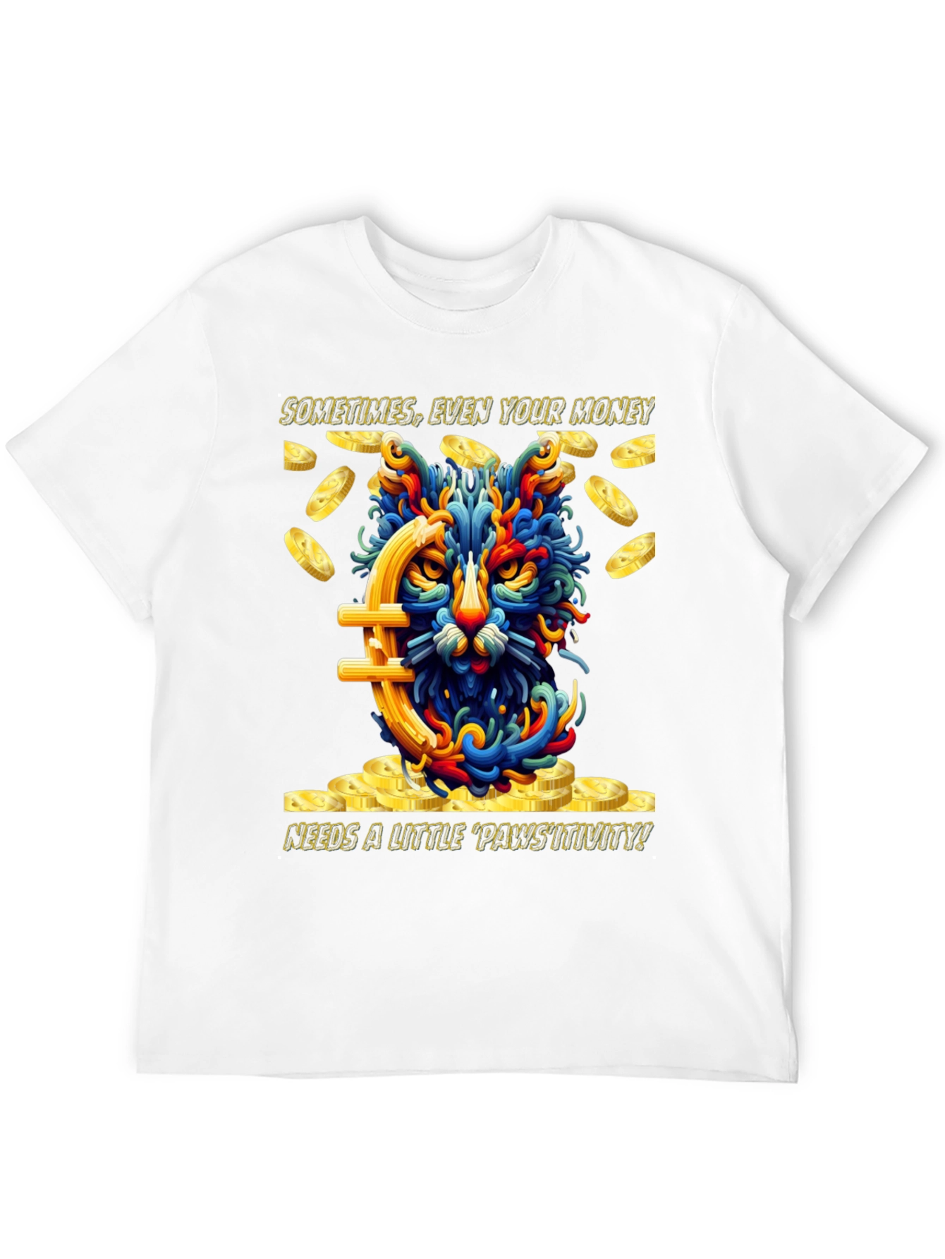 Money Cat Graphic Tee - Needs Pawsitivity!