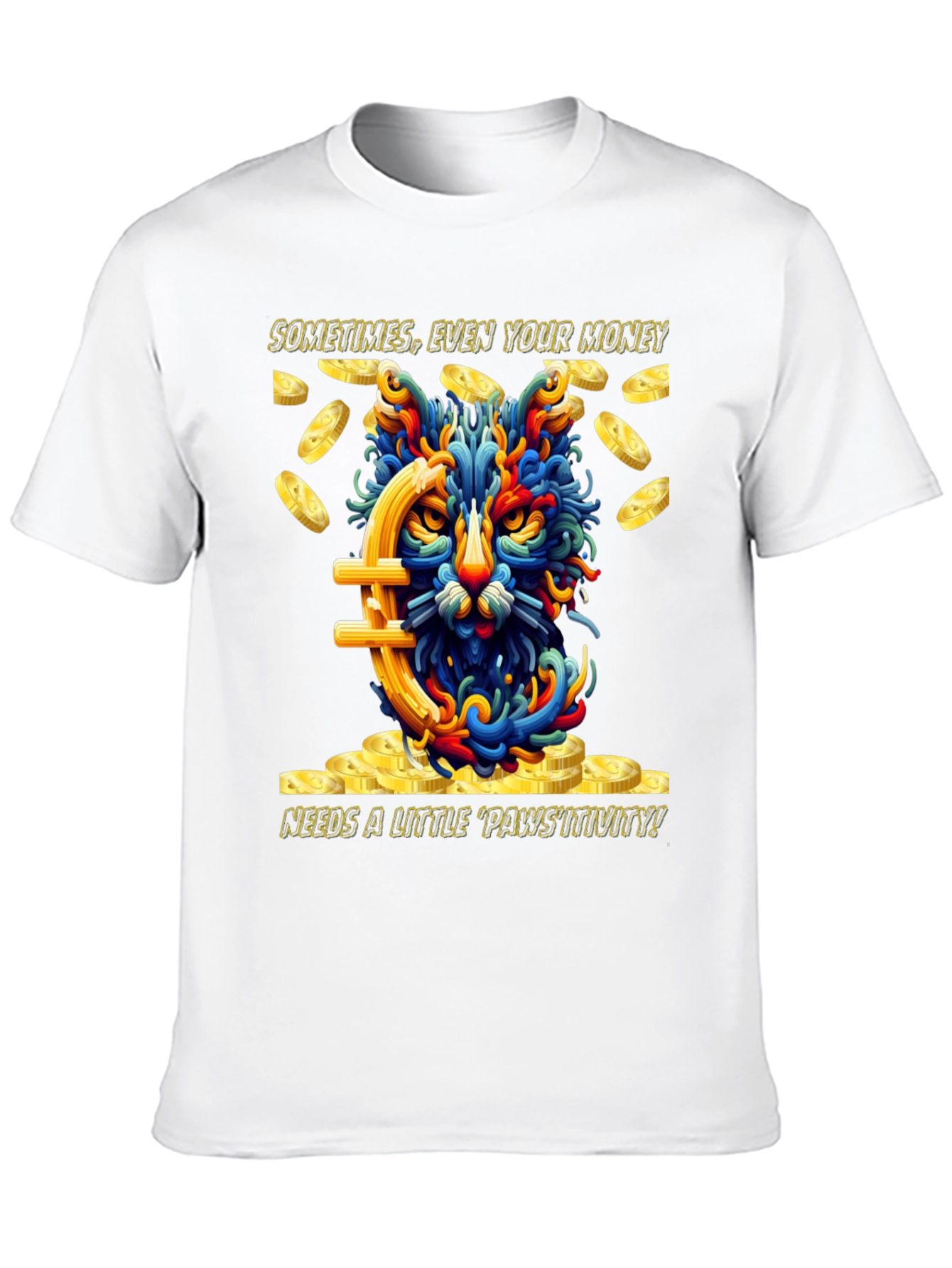 Money Cat Graphic Tee - Needs Pawsitivity!