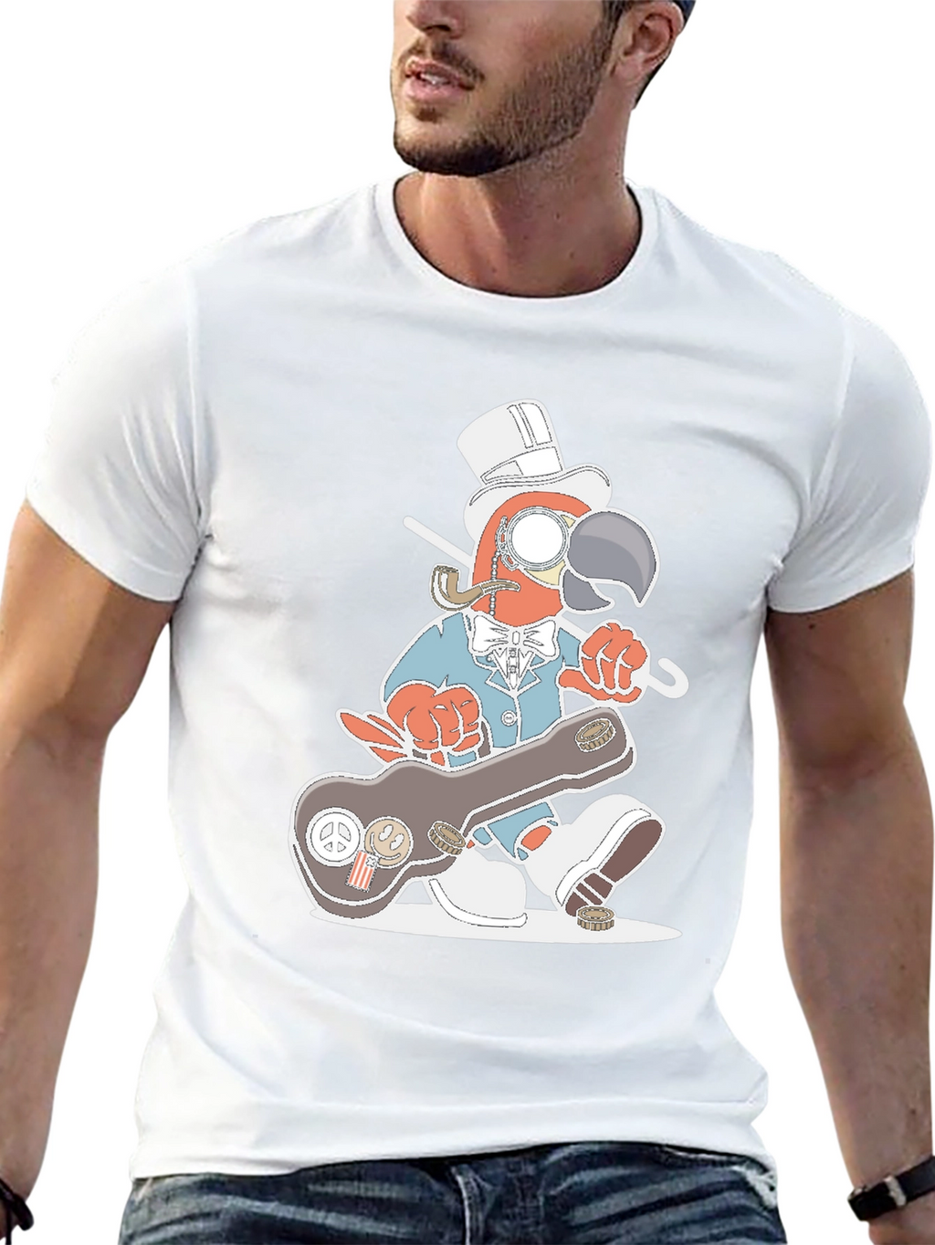 Gentleman Parrot Tee - Unique Graphic T-Shirt