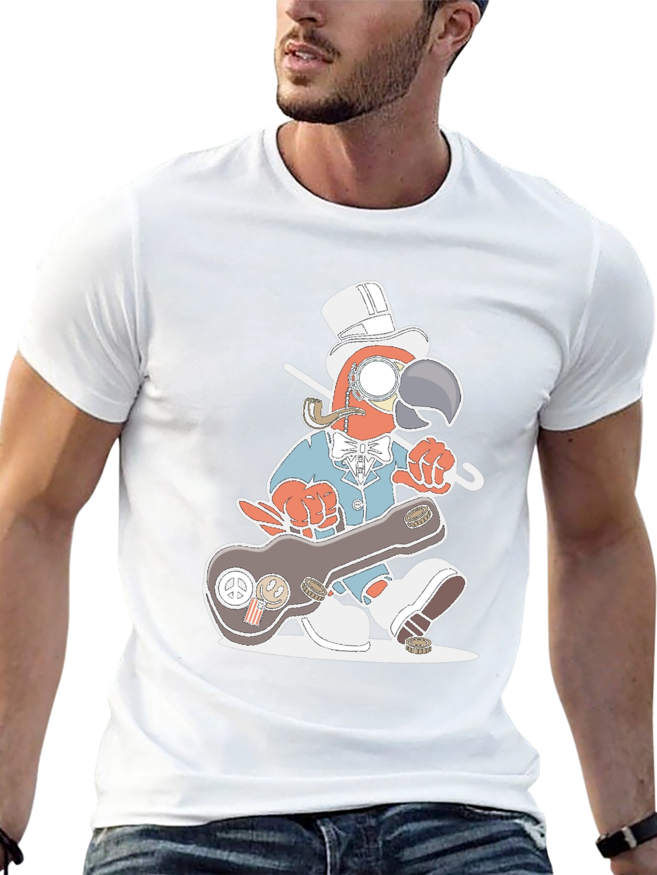 Gentleman Parrot Tee - Unique Graphic T-Shirt
