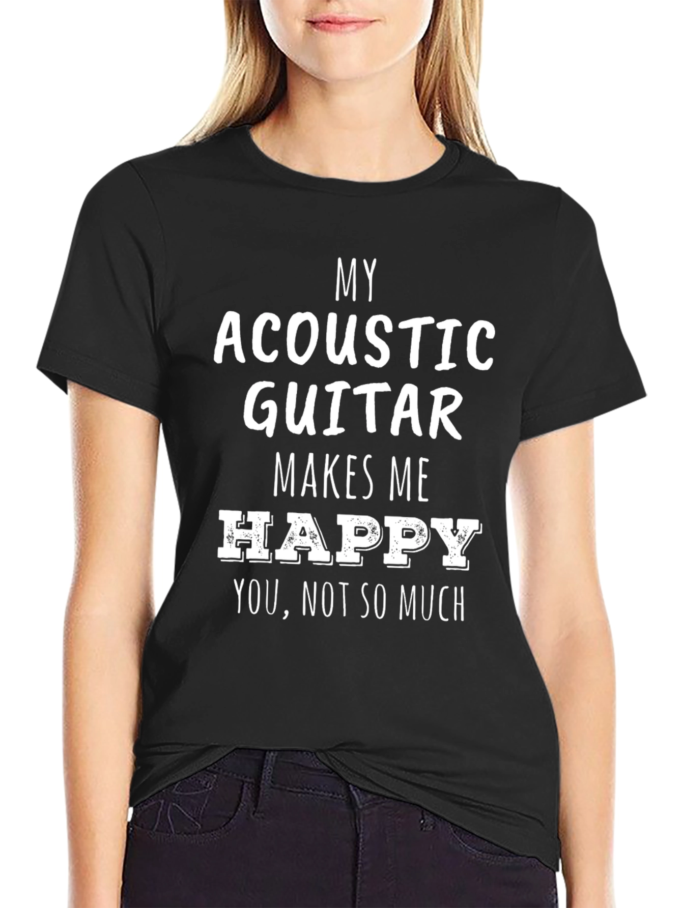 Acoustic Guitar Makes Me Happy Funny T-Shirt