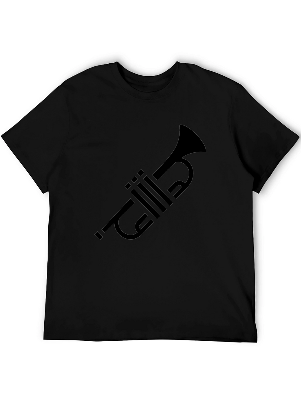 Trumpet Graphic Tee - Black Cotton Musician T-Shirt