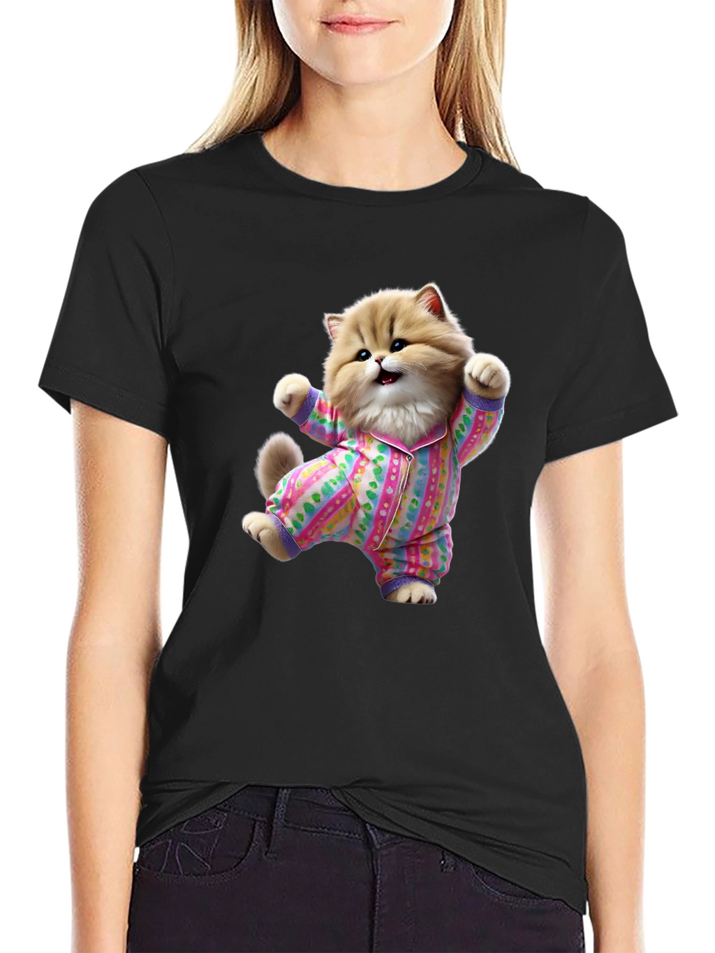 Cute Cat Pajamas T-Shirt - Fun Novelty Tee