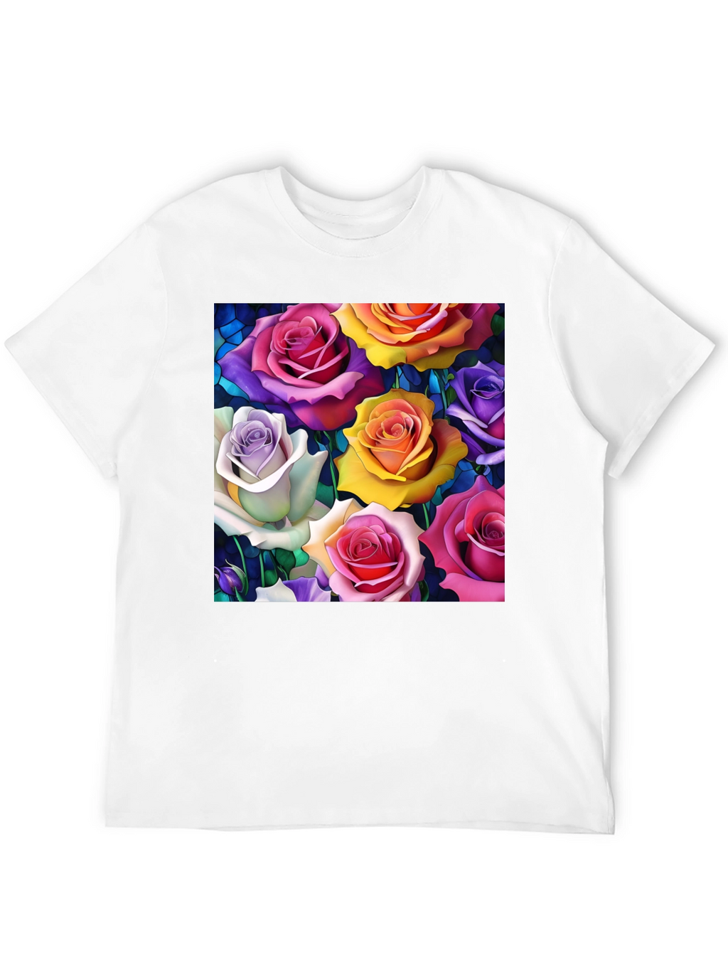 Vibrant Roses Graphic Tee - Floral Pattern T-Shirt