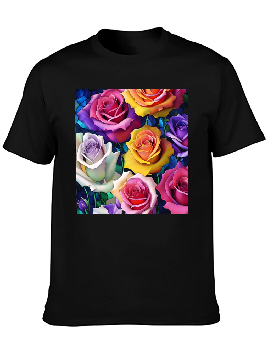 Vibrant Roses Graphic Tee - Floral Pattern T-Shirt