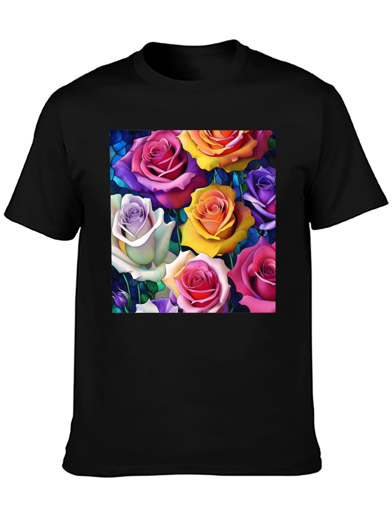Vibrant Roses Graphic Tee - Floral Pattern T-Shirt