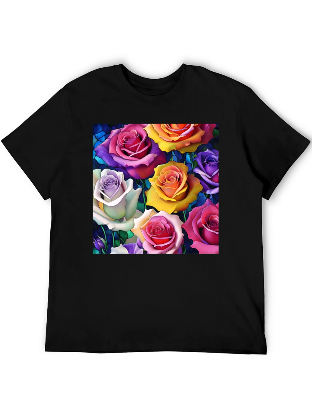 Vibrant Roses Graphic Tee - Floral Pattern T-Shirt