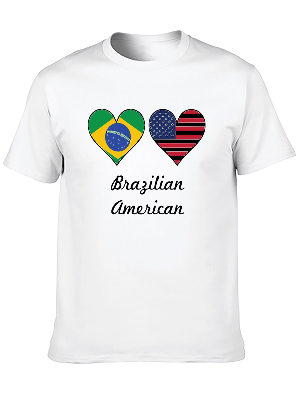 Brazilian American Flag Heart T-Shirt