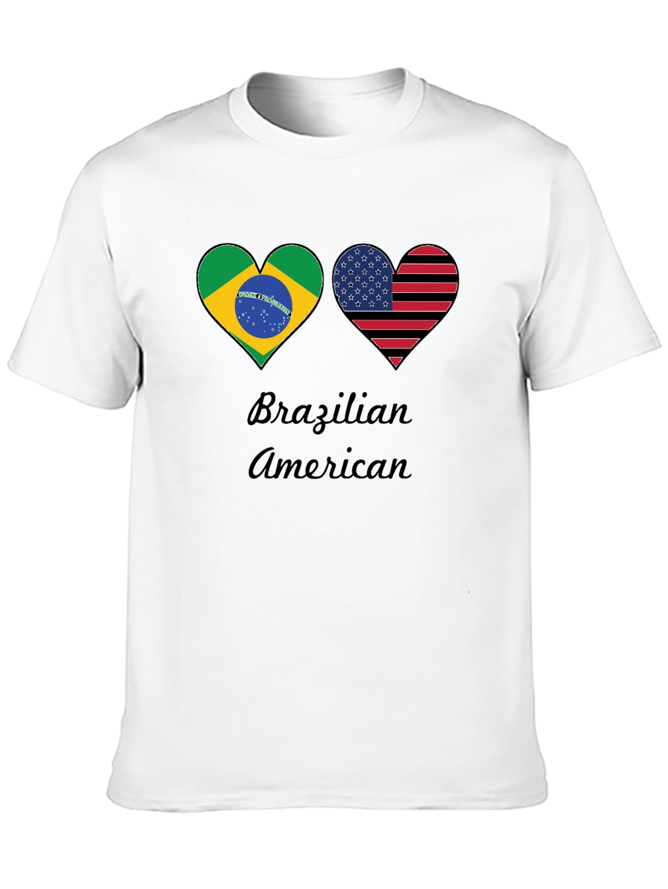 Brazilian American Flag Heart T-Shirt