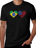 Brazilian American Flag Heart T-Shirt