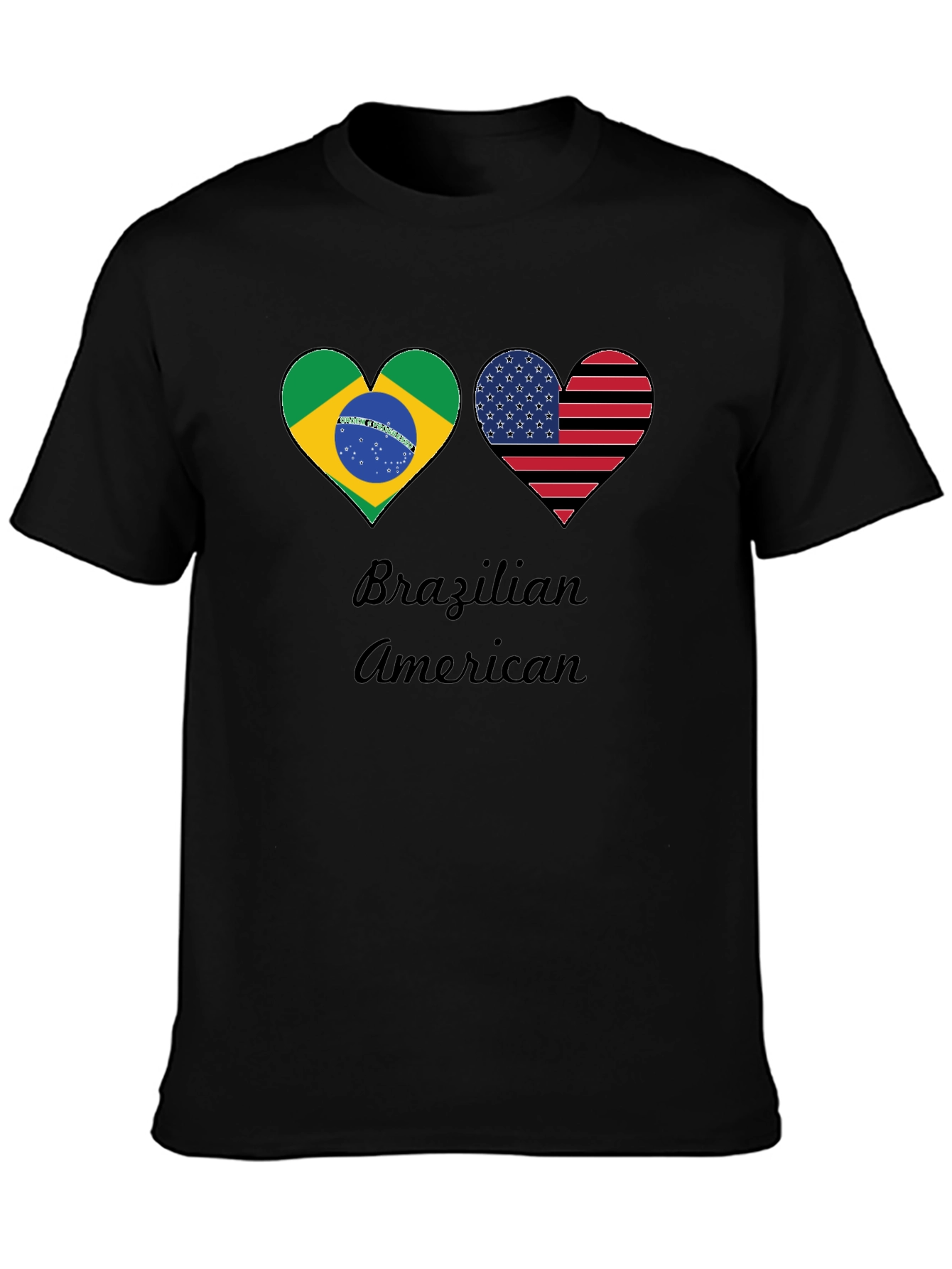 Brazilian American Flag Heart T-Shirt