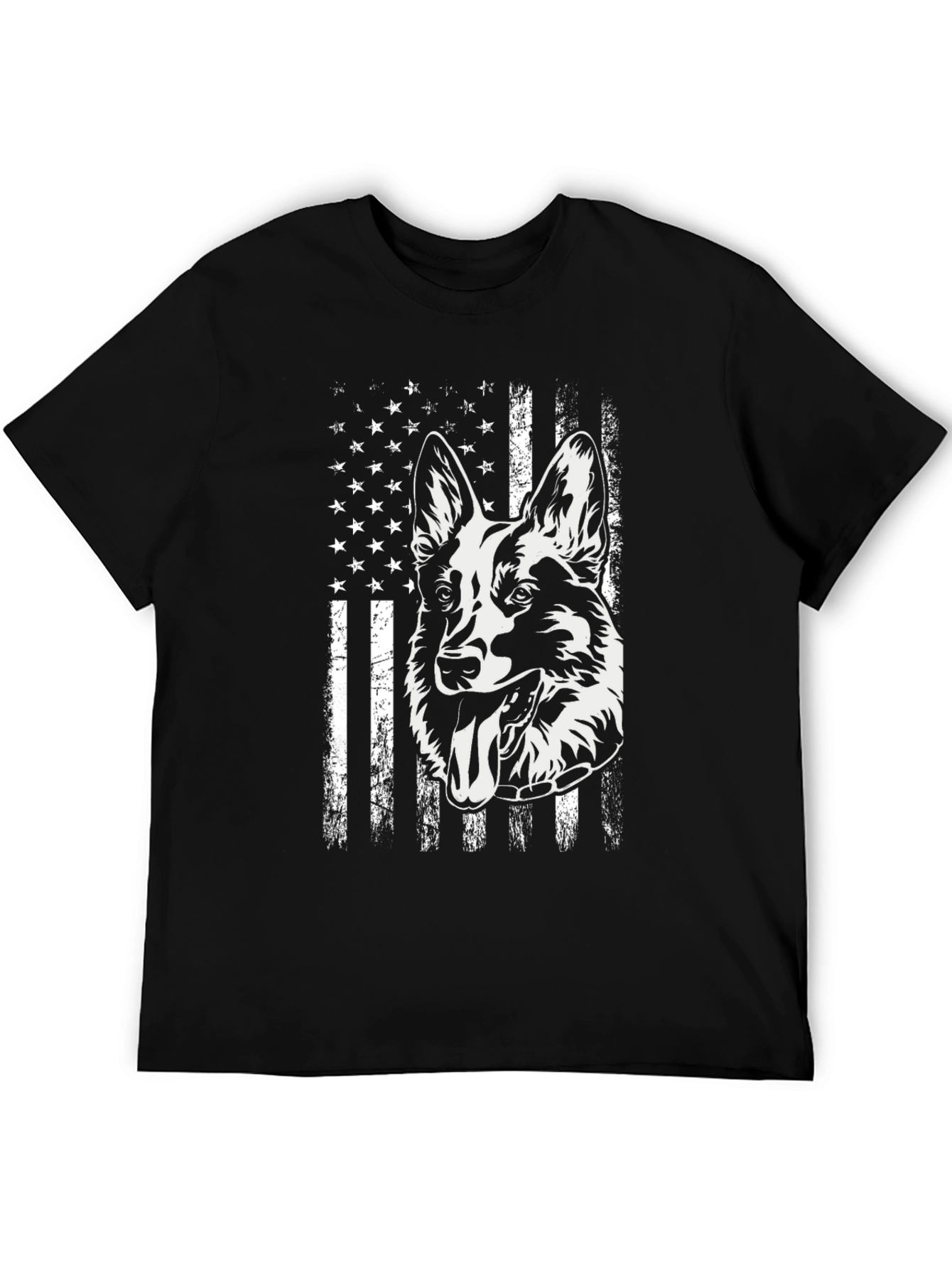 German Shepherd American Flag T-Shirt