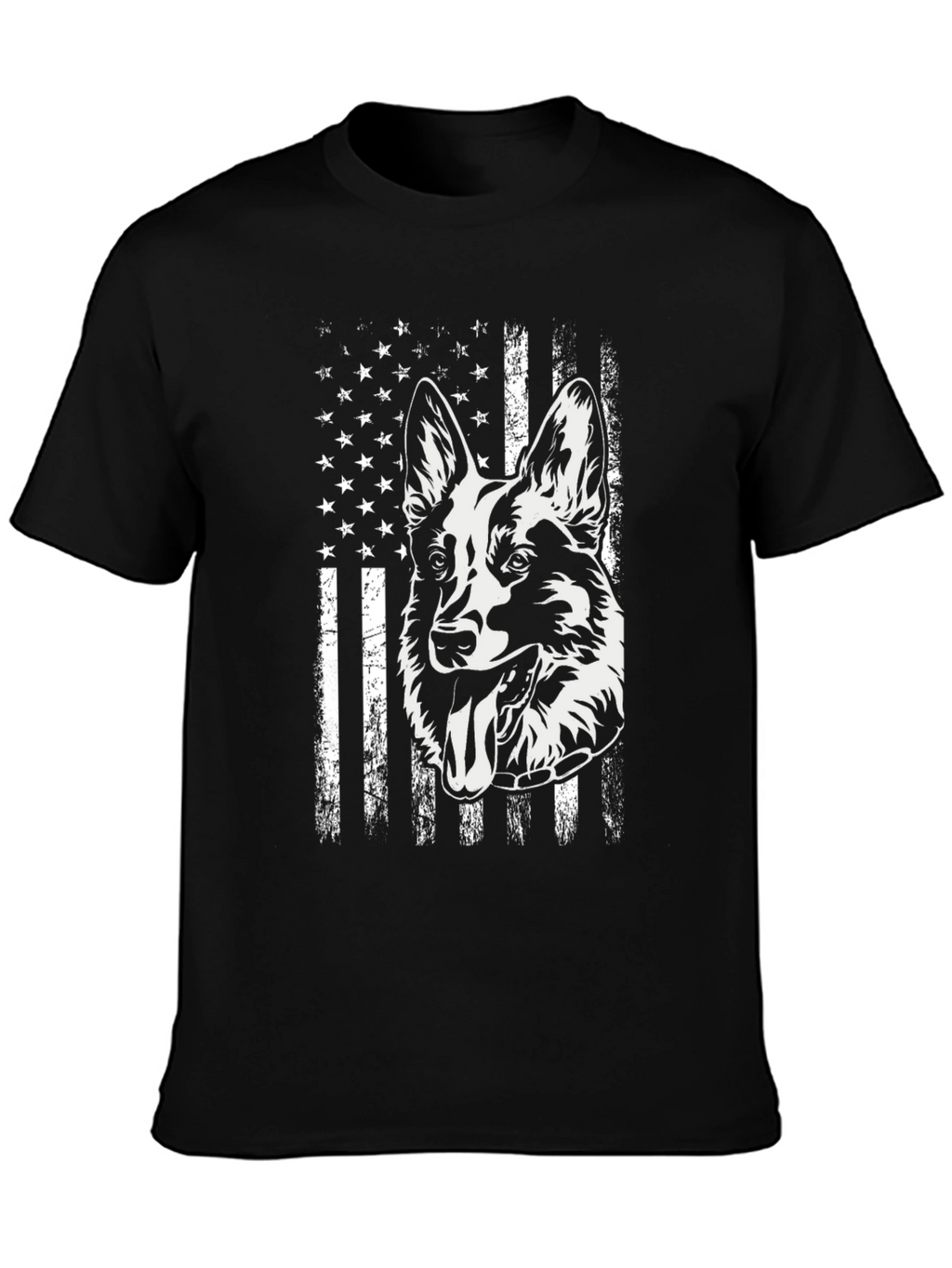 German Shepherd American Flag T-Shirt