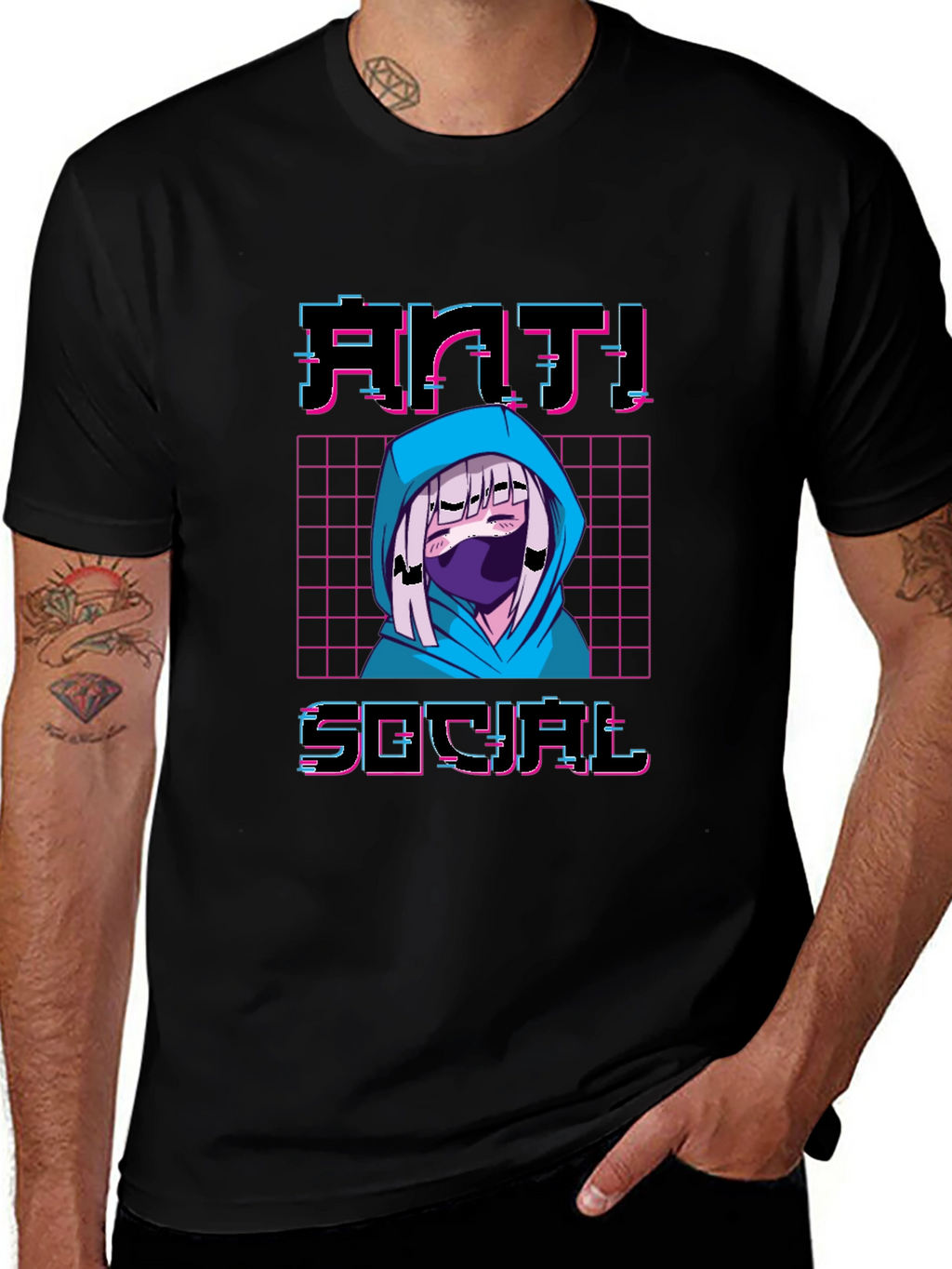 Anti-Social Anime T-Shirt - Vaporwave Aesthetic