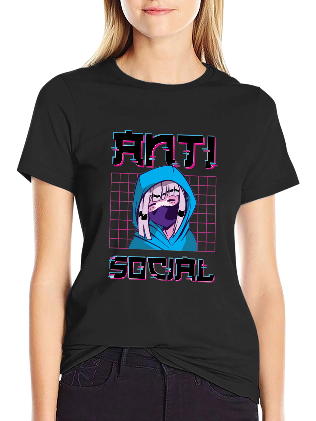Anti-Social Anime T-Shirt - Vaporwave Aesthetic