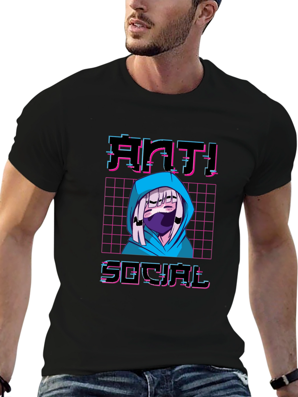 Anti-Social Anime T-Shirt - Vaporwave Aesthetic